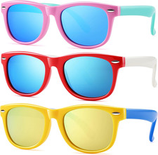 Kids Polarized Sunglasses, Flexible TPEE Frame Shades for Toddler Girls Boys, Ag