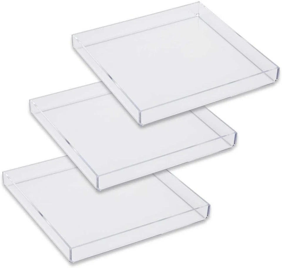 Elegant Clear Acrylic Tray 8x8 - 3 Pack for Stylish Organization & Display - Image 2 of 3
