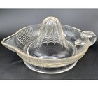 Vtg Large Clear Glass Juicer 8"W x 3.5"T 1" Deep Manually Squeezing Fruits Veget
