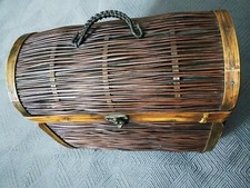 Very nice Vintage Wicker Round Trunk Storage Chest Bedroom Rattan Basket
