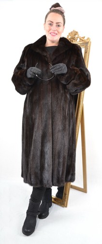 US5202 REAL SAGA MINK FUR COAT RANCH MINK JACKET FULL LENGTH SIZE XL NERZMANTEL - 第 1/23 張圖片