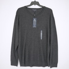 Hart Schaffner Marx Men's Sweater V Neck 2XT Gray Solid Merino Wool NWT 99.50