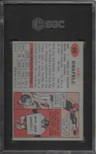 1957 TOPPS FOOTBALL Gary Knafelc #45 SGC 6 EX/NM Green Bay Packers - Picture 2 of 2