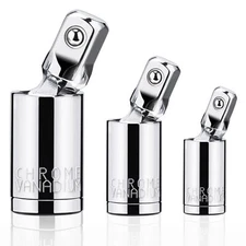 3PCS Universal Joint Socket Set, 1/4” 3/8” 1/2” Drive Swivel Socket Adapter Set