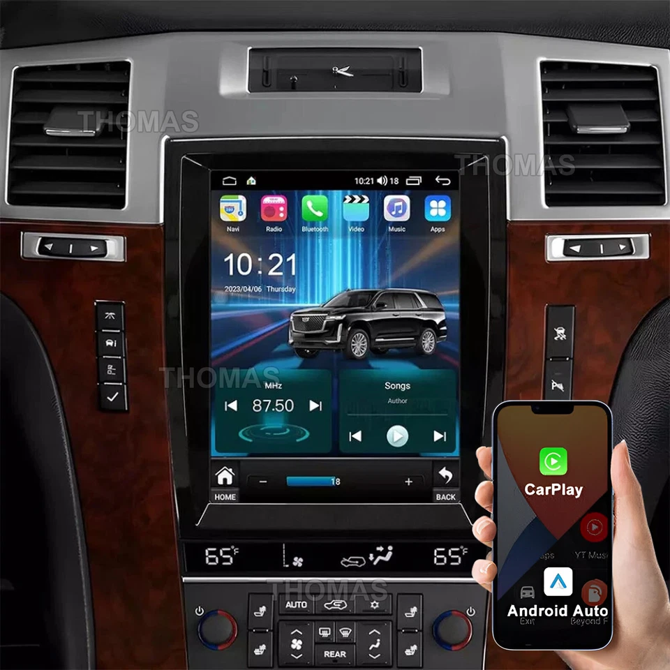 Radio estéreo para automóvil 64G CarPlay Android 14 para Cadillac Escalade 2007-2014 navegación GPS Foto 4 de 4