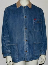 BIG SMITH vintage distressed denim chore jacket with cord collar