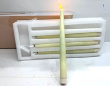 SET OF 4. Flameless 11"Taper Candles With Remote And Timer Ivory Wax Coverd.