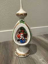 Vintage Byron Molds 1977 Ceramic Christmas Table Santa  Top Ornament Tree Topper