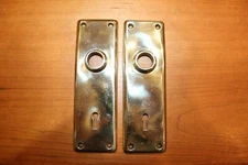 Pair Russwin "Enfield" Polished Heavy Cast Bronze Antique Door Escutcheons O-40