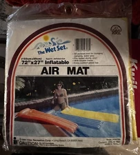 Intex The Wet Set Inflatable Air Mat Pool Float Yellow Raft 72 x 27 1984 NOS