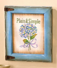 Rustic Floral Charming Wall Hanging Vintage Distressed Blue Flowers Wall Decor 
