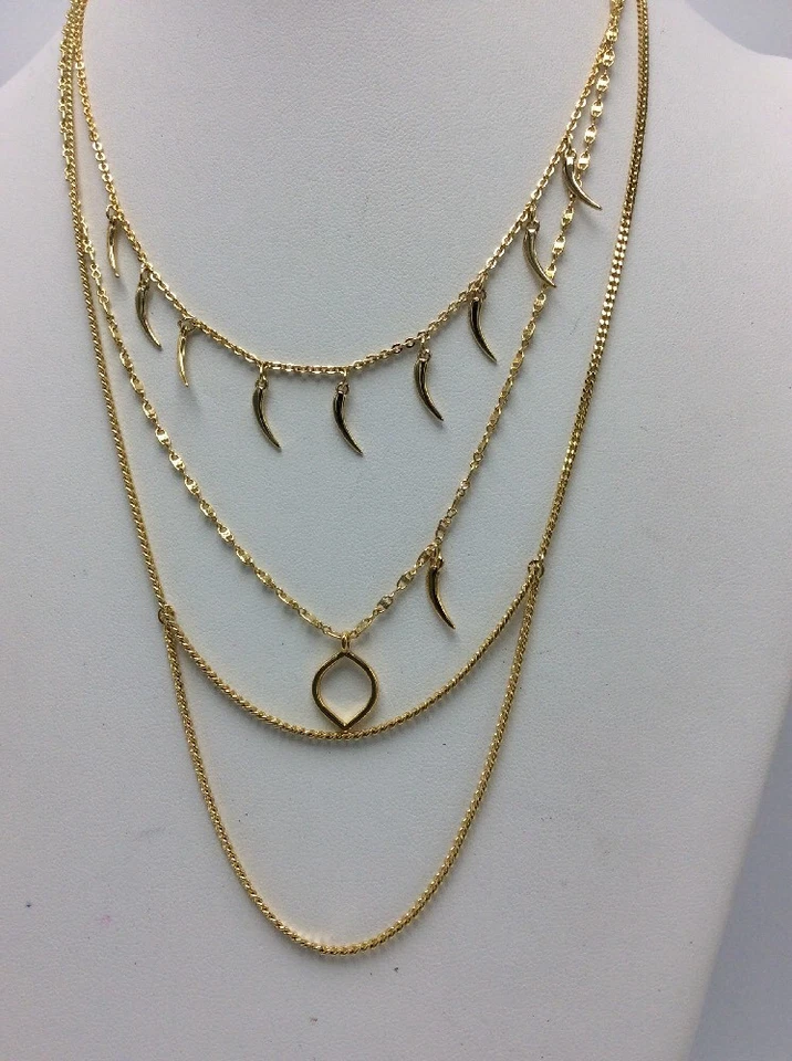 $48 Vince Camuto Collar Cuerno Multicapa Tono Dorado VC 64 Foto 3 de 4