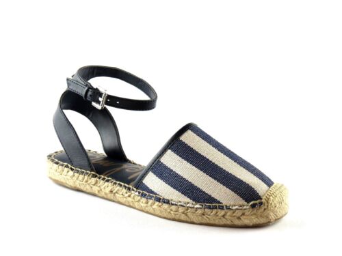 Sam Edelman Vivian Navy White Stripe Ankle Strap Espadrille Sandal NEW Size 7.5 - Afbeelding 1 van 8