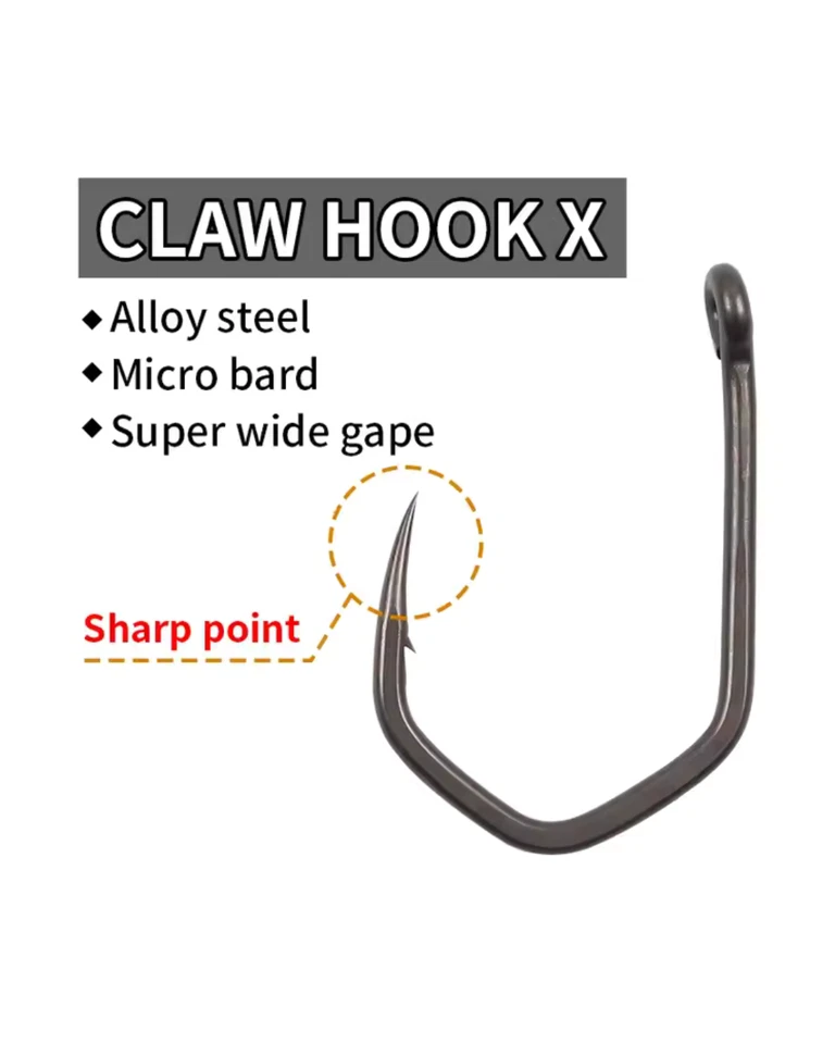 Claw Hooks - Wide Gape Barbed Carp Fishing Teflon Various Size - Image 2 of 4