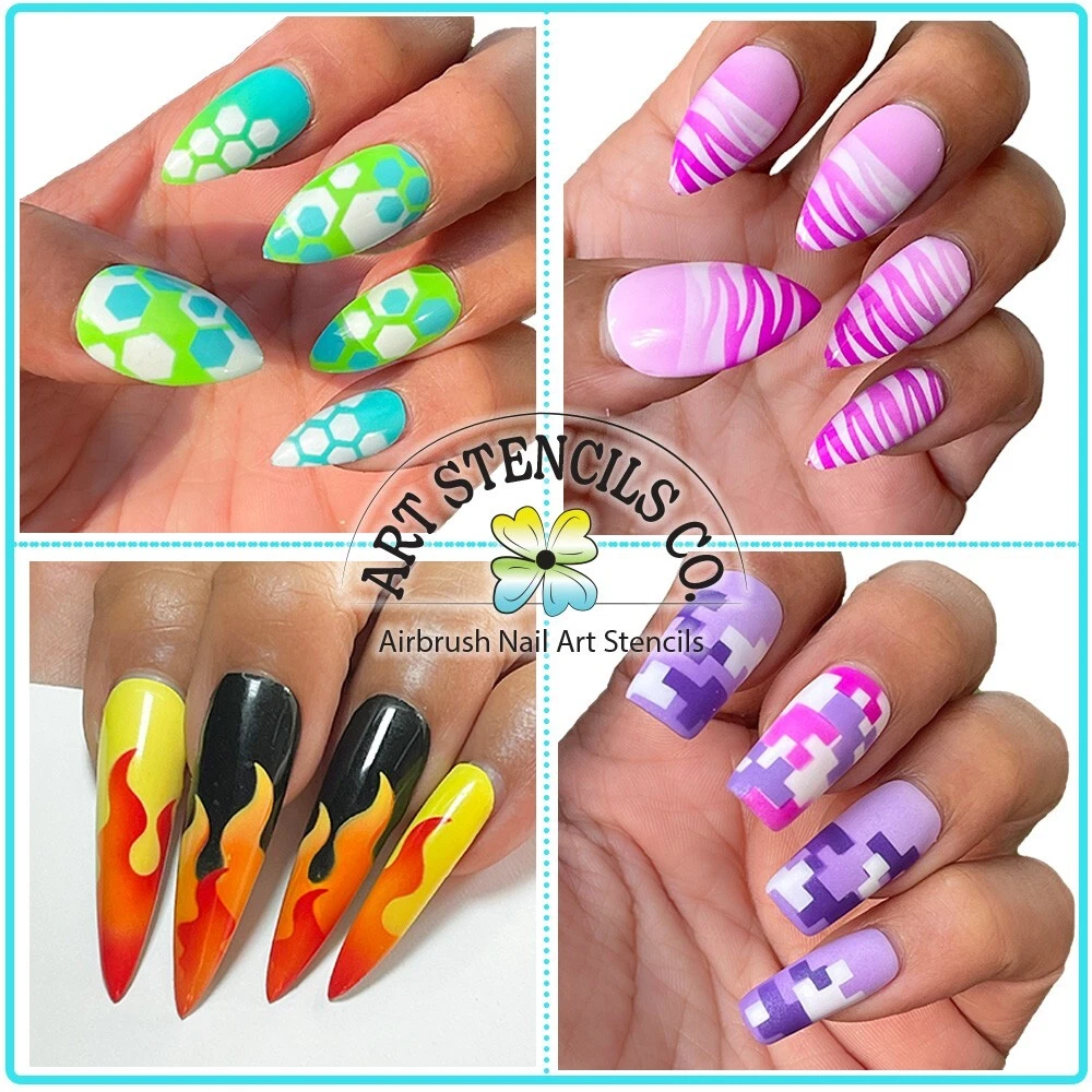 Airbrush Nail Art Design Stencil Strips 6 pc Set Prints and Patterns