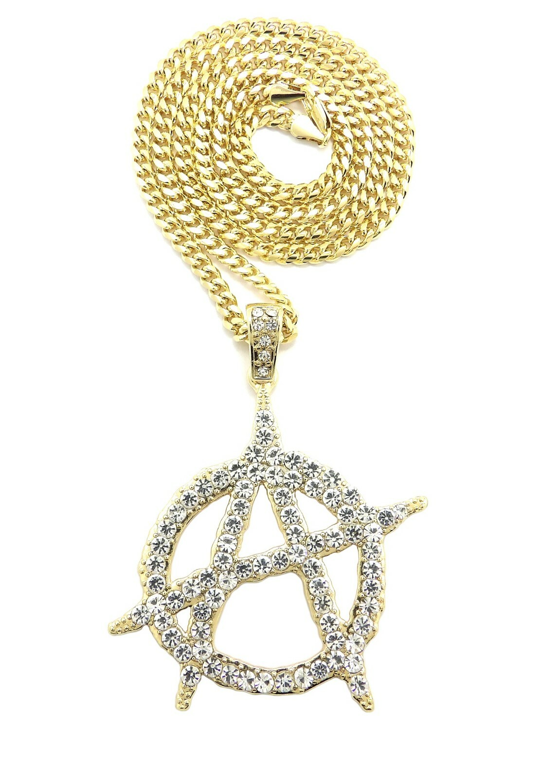 Iced Rapper Bling Anarchy Pendant & 24