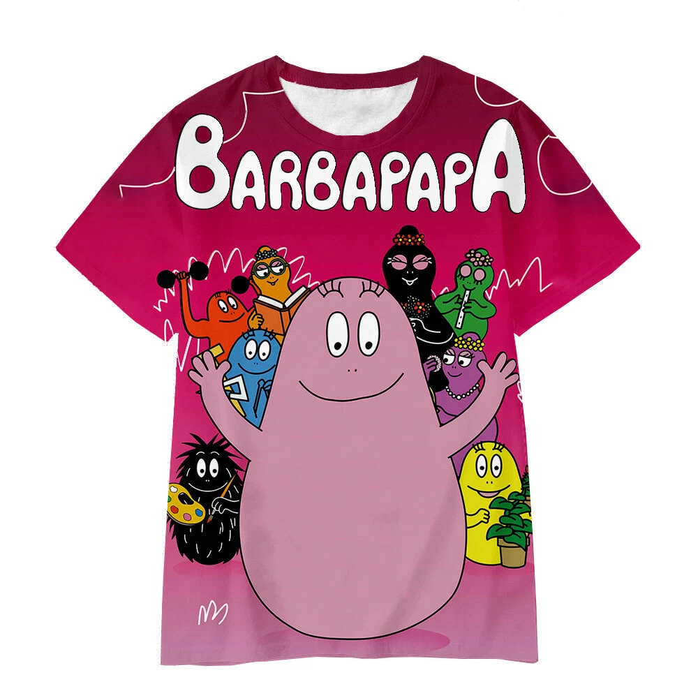 3D Les Barbapapa Cosplay Cartoon T-Shirt for Adults and Kids Sports Top