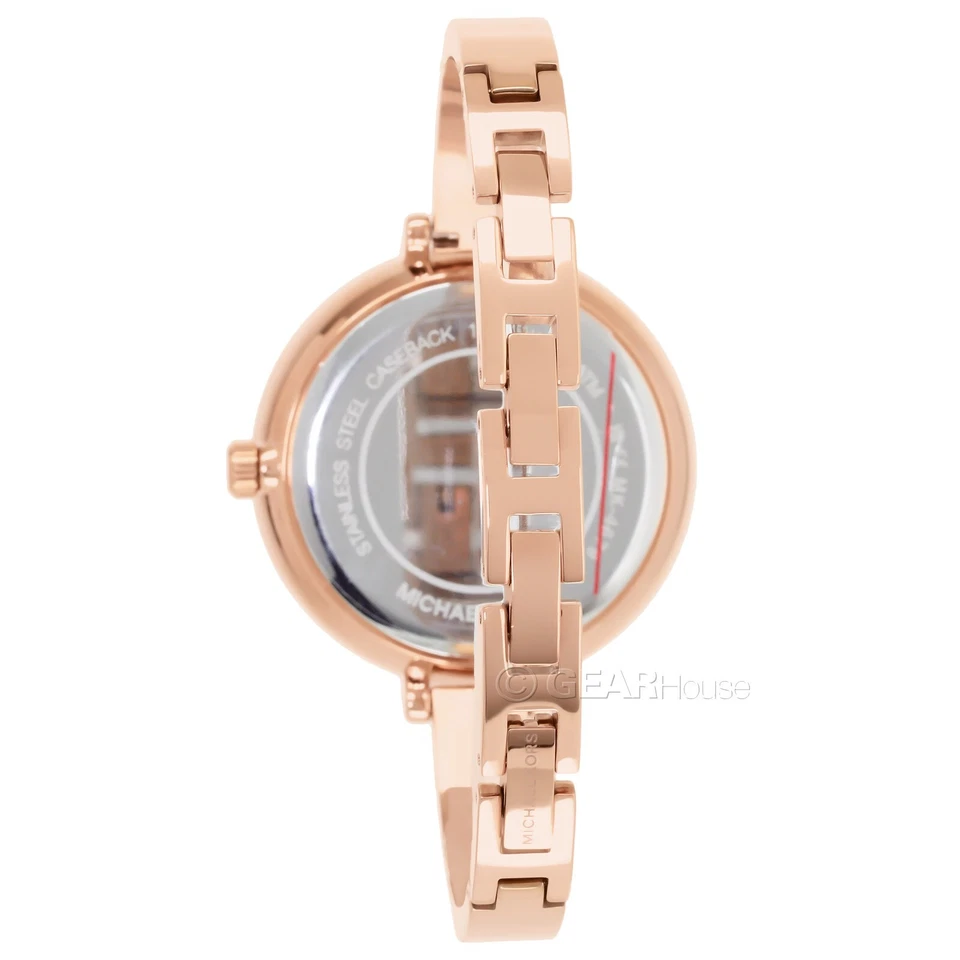 Reloj Michael Kors Naia para mujer rosa MOP, esfera con logotipo MK, correa brazalete oro rosa Foto 2 de 4