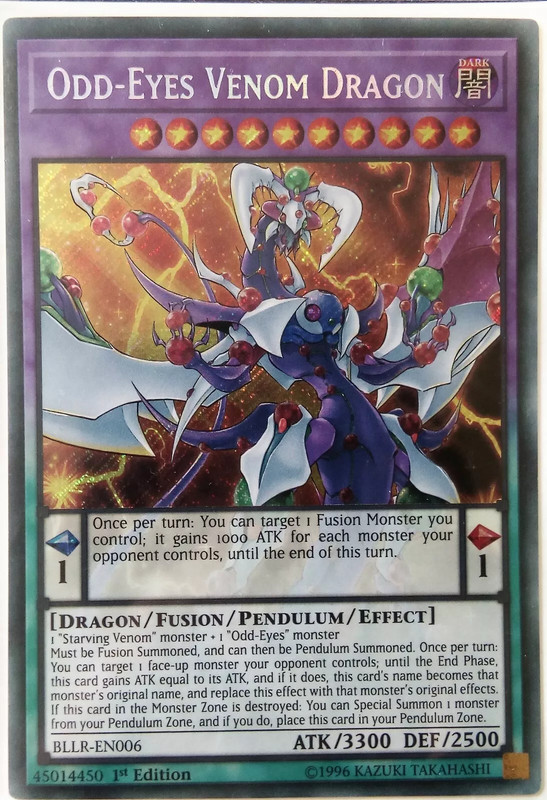 YuGiOh! Odd-Eyes Venom Dragon - Secret Rare - 1st Edition - BLLR - Mint Card!