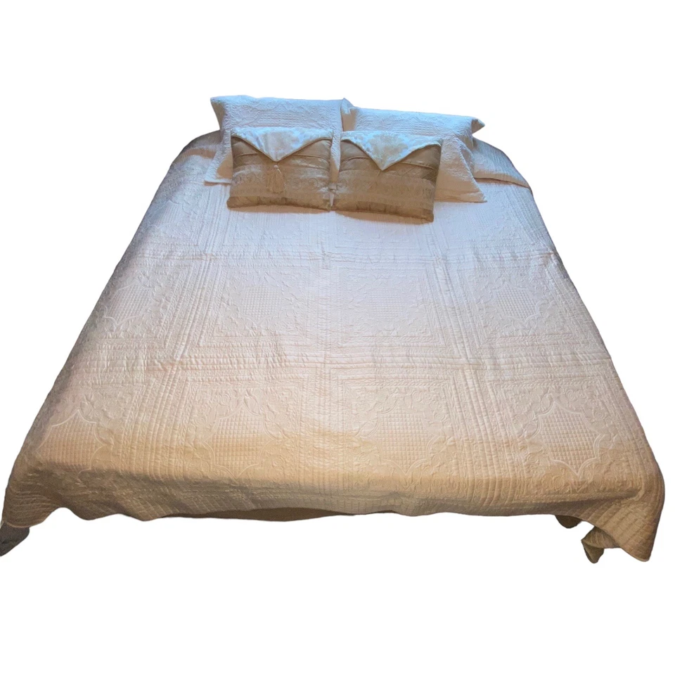 Pem America King Size Set Colcha Edredón Acolchado Juego Almohada Color Oro Pálido Foto 4 de 4