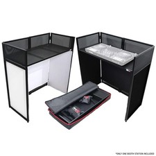ProX XF-VISTA BL Black Portable DJ Booth Facade Table Station w Scrim  Bag