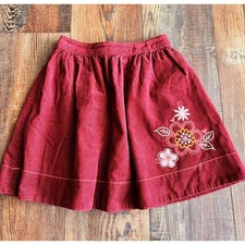 Vintage Oshkosh B  gosh Girls Size 8 Corduroy Skirt Floral Burgandy Elastic Waist