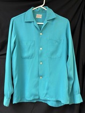 Vintage Rayon Gaberdine Mens Medium Shirt Penny  s Classic Details Great Color