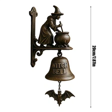 Vintage Dachshund Witch Doorbell –Iron Halloween Door Hanger Bell Outdoor