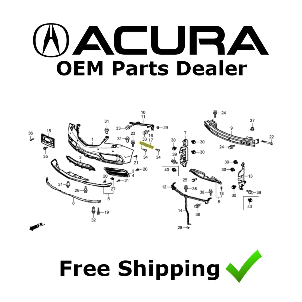 Acura MDX 2014-2016 par espaciador de parachoques delantero izquierdo + derecho nuevo (OEM) Foto 2 de 3