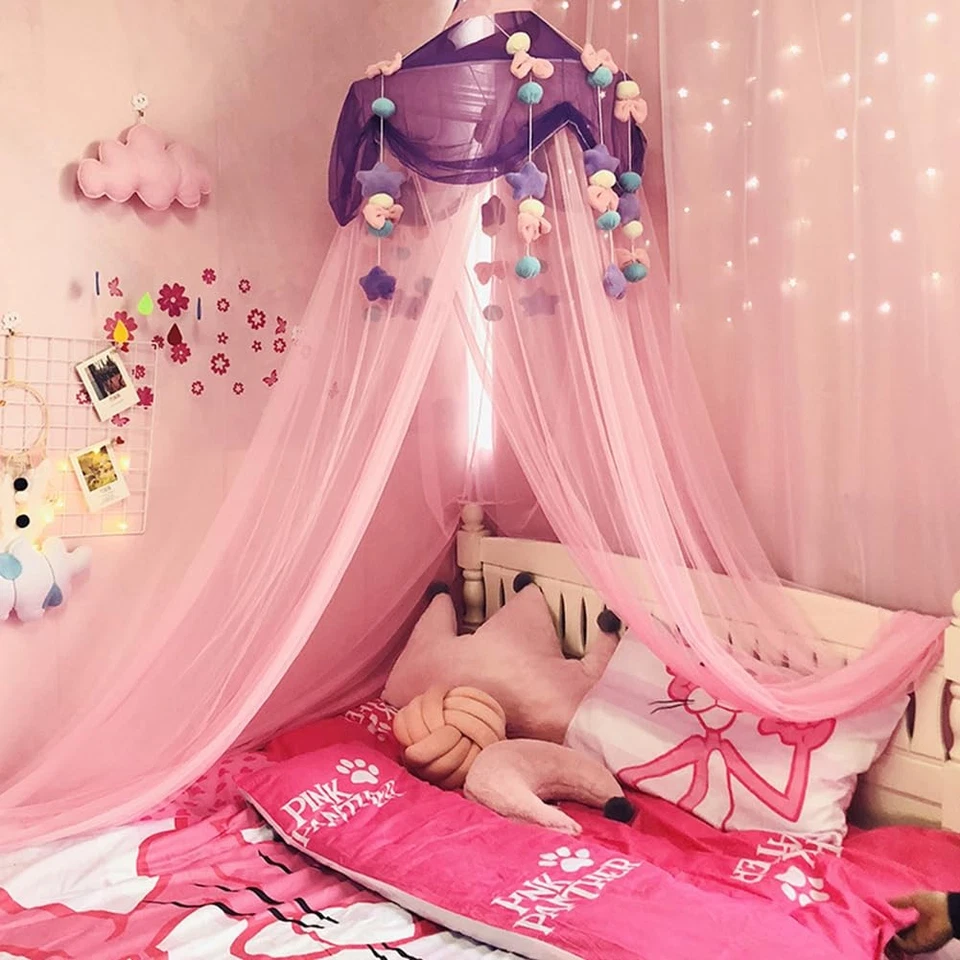 Linda cortina de puerta de felpa, autoadhesiva, arcos de felpa Kawaii estrellas bolas ventana... Foto 4 de 4