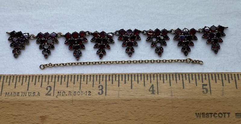 Bohemian Style Garnet And Gold Bracelet Broken Scrap Or Fix Up.