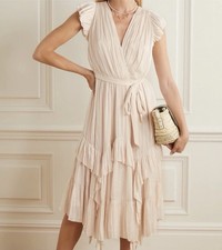Ulla Johnson Abella Belted Midi Dress in Pearl Size 4 NWT $695