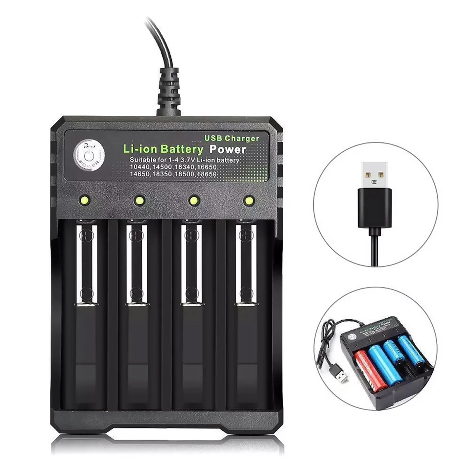 4-Slots USB Battery Charger For Rechargeable Lithium Li-ion Batteries 3.7V - Image 2 of 4