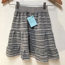 Skirt Girls 2 Long Gray Stripe Chambray Ruffle Tier Cotton Mom and Pop's Kids