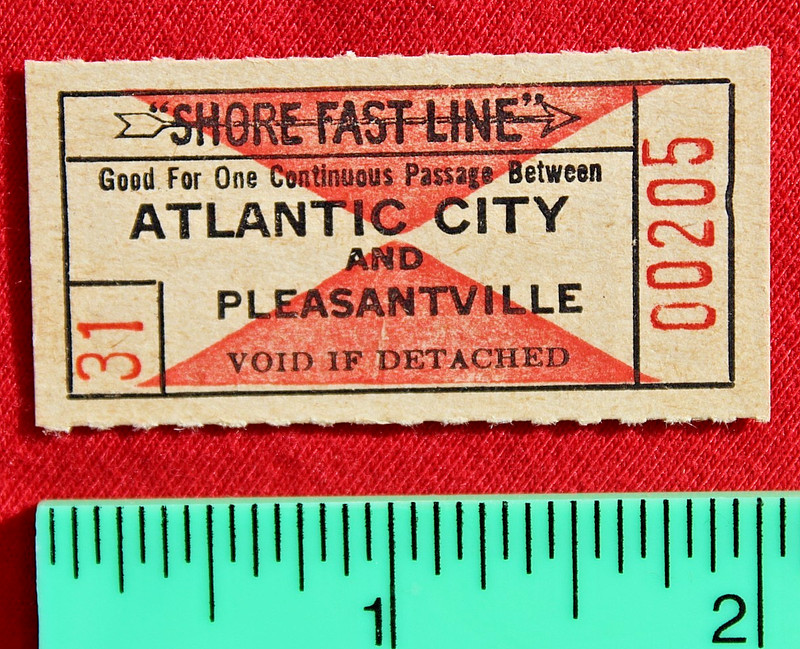 1910's Atlantic City & Pleasantville Railroad Ticket New Jersey Shore Railway