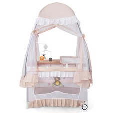 Baby Portable Playpen Crib Cradle Bassinet Changing Pad Mosquito Net Toys w Bag