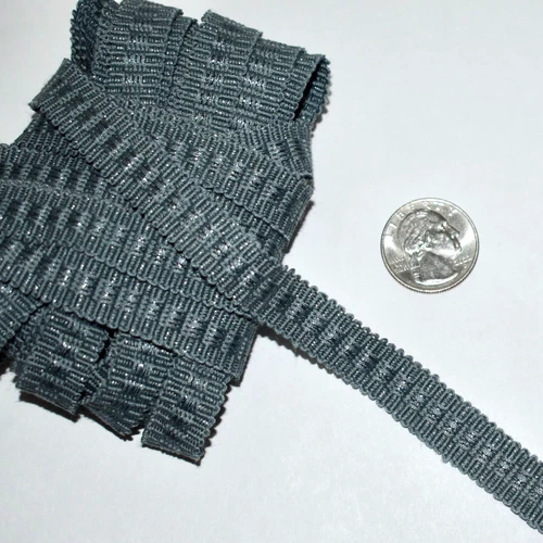 5.28 yds (2pc=190") Samuel & Sons LUMIERE GIMP Steel Blue *Shimmery* 1/2"w  Trim