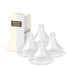 4 Count Silicone Bottle Nipple with Latch-On Point Extra Slow Flow 0m+