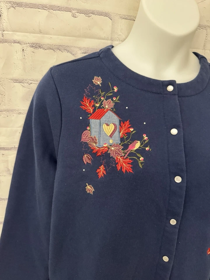 Breckenridge женщина 2 X Grandmacore Y2K толстовка Snap птицы листья опрятный карман - Изображение 2 из 4