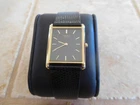 Vintage Seiko Quartz Tank Watch Gold Tone Case Black Dial New Battery