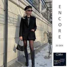 Conte Encore sheer tights 25 den black hosiery geometric crow's feet pattern