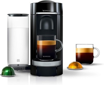 Nespresso VertuoPlus Deluxe Coffee and Espresso Machine, De'Longhi, 37 Oz, Black