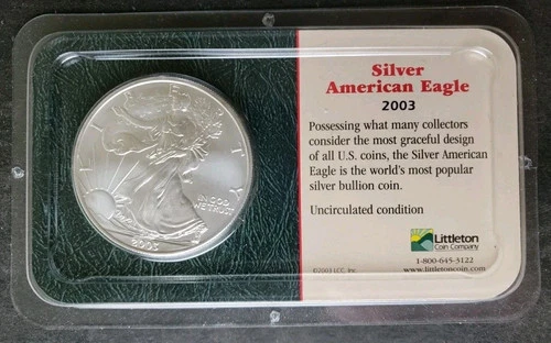 2003 UNCIRCULATED SILVER EAGLE LITTLETON RETAIL PACKAGED