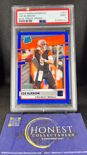 Joe Burrow (RC) Grade PSA 9 - 2020 Panini Donruss Press Proof Blue Rookie #301