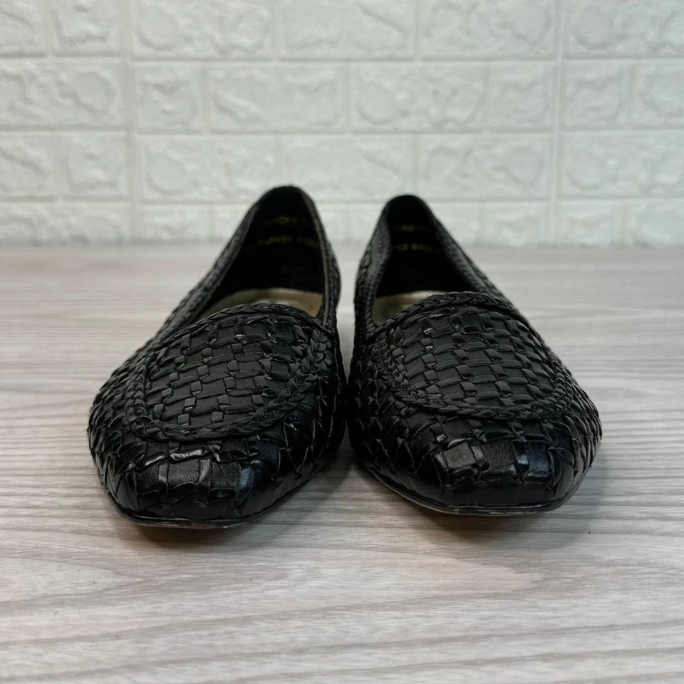Zapato de vestir sin cordones de cuero tejido negro de colección Gloria Vanderbilt Ballet Flats EE. UU. 6,5 Foto 4 de 4