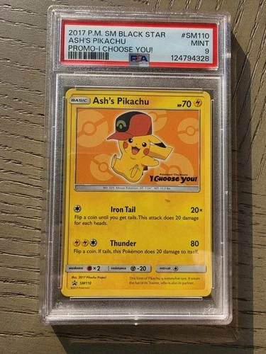 Pokemon Ash's Pikachu I Choose You! Movie Black Star Promo SM110 PSA 9 Mint