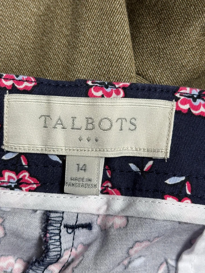 Bermudas Talbots para mujer azul marino estampado floral talla 14 algodón spandex Foto 3 de 4