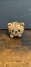 Crochet Cat Keychain Brown Yarn Key Ring for Keys, Bags, Purse more