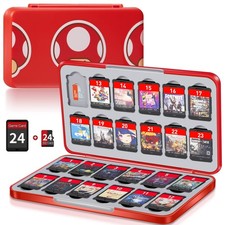 Switch Game Case Holder with 24 Cartridge Slots and 24 Micro Small, Mushroom