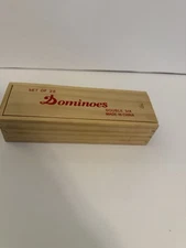 Premium Set of 28 Double Six Dominoes with Wood Case, Brown, 28 Piece.